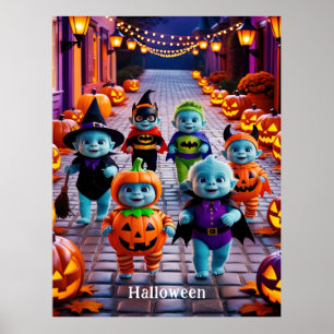 Colourful Halloween Parade with Costumed Character Poster