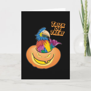 Colourful Halloween Parrot Card