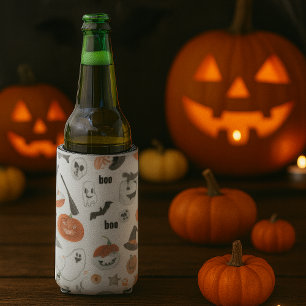Colourful Halloween Scary Pattern  Happy Halloween Can Cooler
