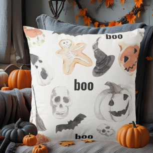 Colourful Halloween Scary Pattern Happy Halloween Cushion