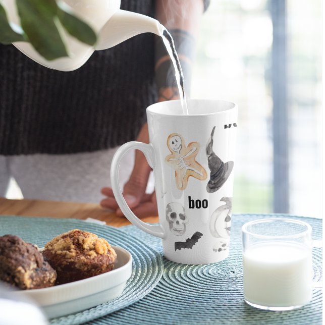 Colourful Halloween Scary Pattern |Happy Halloween Latte Mug (Creator Uploaded)