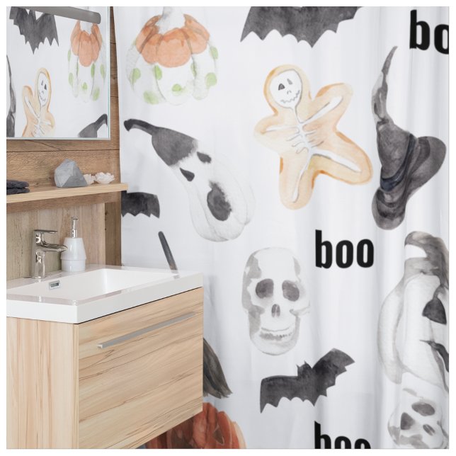 Colourful Halloween Scary Pattern |Happy Halloween Shower Curtain (Creator Uploaded)