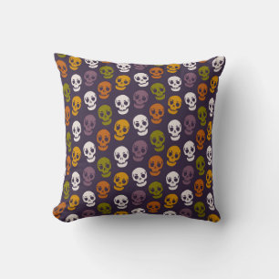 Colourful Halloween Skulls Pattern Cushion