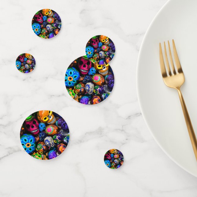 Colourful Halloween Sugar Skulls Confetti (Group)