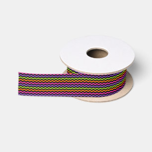 Colourful Halloween Wavy Stripes 1.5 Inch Satin Ribbon