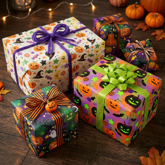 Colourful Halloween Wrapping Paper Sheet