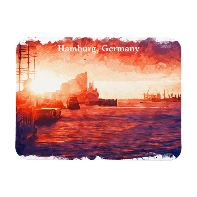Colourful Hamburg Germany Port City Travel Magnet (Horizontal)