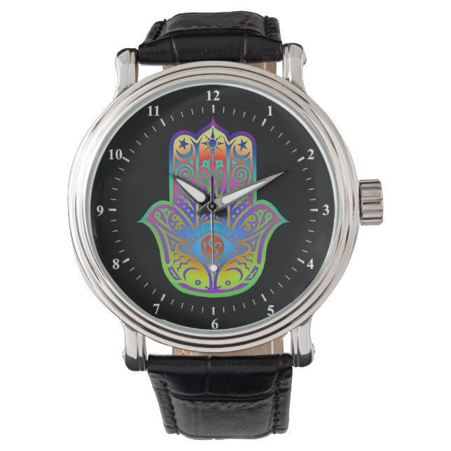 colourful hamsa amulet watch (Front)