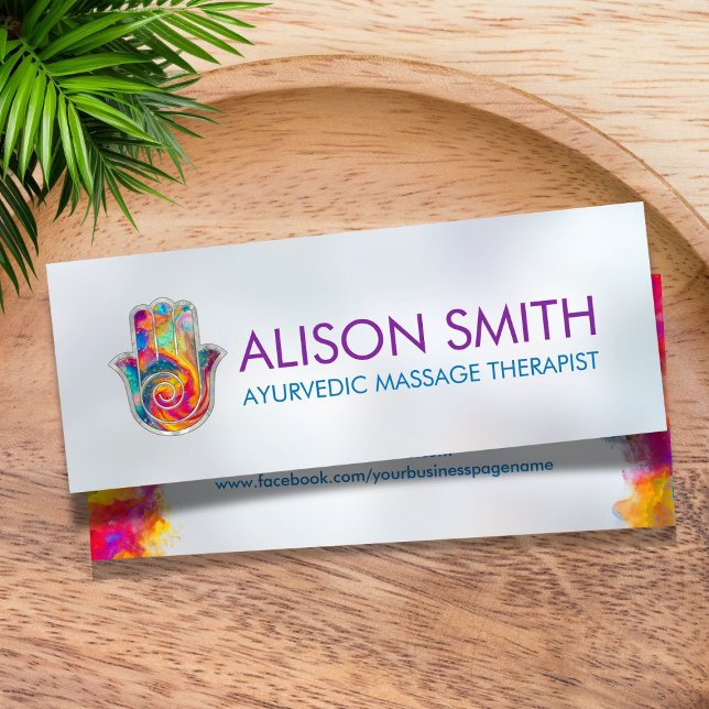 Colourful Hamsa Hand Energy Spiral  Mini Business Card (Creator Uploaded)