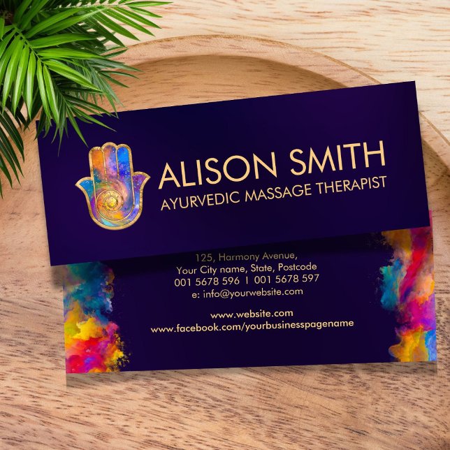 Colourful Hamsa Hand Energy Spiral  Mini Business Card (Creator Uploaded)