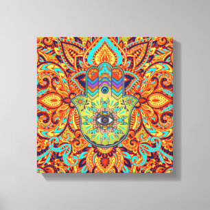 Colourful  Hamsa Hand -  Hand of Fatima Canvas Print