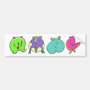 Colourful Hamster Butts Bumper Sticker