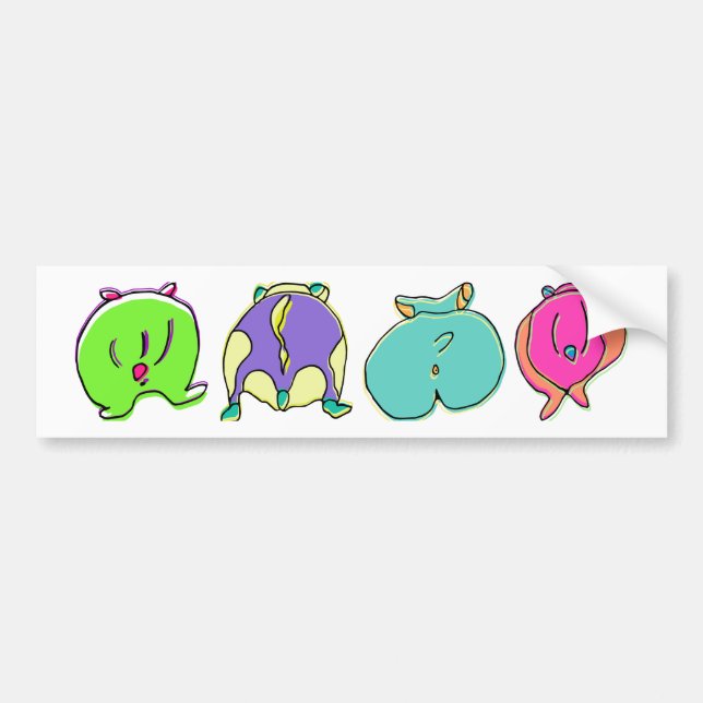 Colourful Hamster Butts Bumper Sticker (Front)