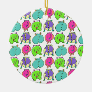 Colourful Hamster Butts Pattern Ceramic Tree Decoration