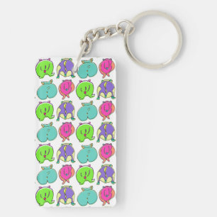 Colourful Hamster Butts Pattern Key Ring