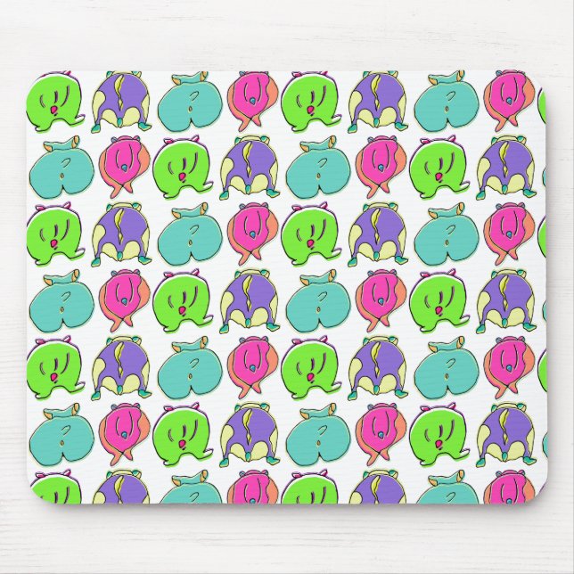 Colourful Hamster Butts Pattern Mouse Mat (Front)