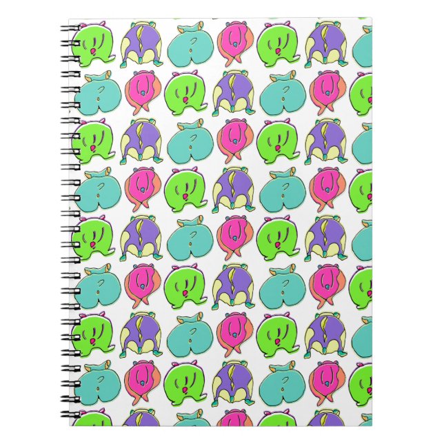 Colourful Hamster Butts Pattern Notebook (Front)