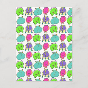 Colourful Hamster Butts Pattern Postcard
