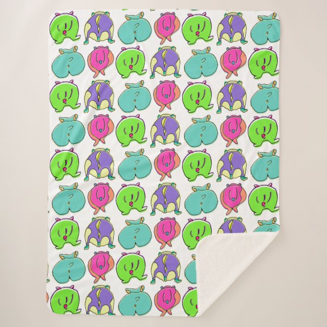 Colourful Hamster Butts Pattern Sherpa Blanket (Front)