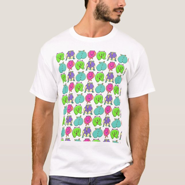 Colourful Hamster Butts Pattern T-Shirt (Front)