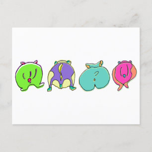 Colourful Hamster Butts Postcard
