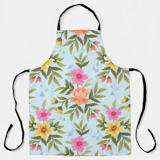 Colourful Hand Draw Flowers Apron