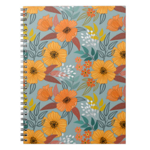 Colourful hand draw flowers seamless pattern notebook