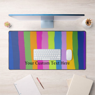 Colourful Hand Draw Stripes Custom Text Desk Mat
