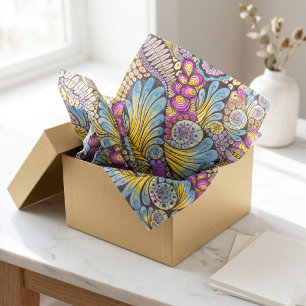 Colourful Hand-Drawn Abstract Doodle Swirl Pattern Tissue Paper