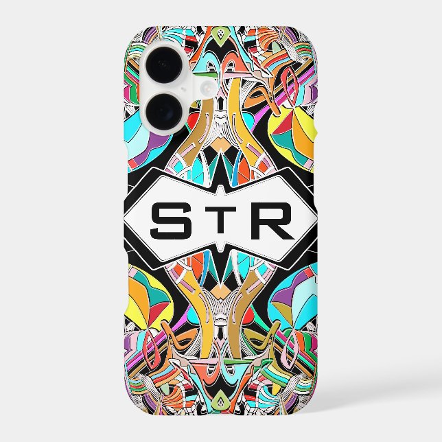 Colourful Hand Drawn Abstract I Monogram Initials (Back)