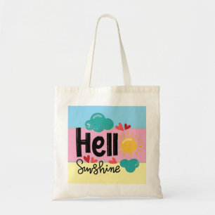 Colourful Hand Drawn Art - Hello Sunshine Text Tote Bag