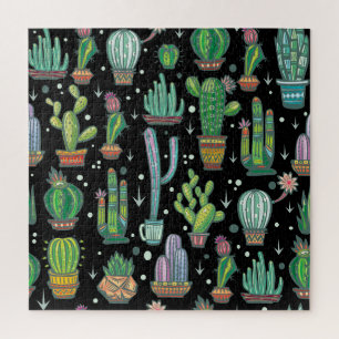 Colourful Hand-Drawn Dots: Abstract Vintage Jigsaw Puzzle