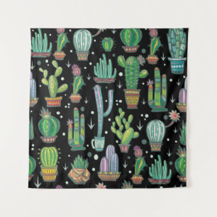 Colourful Hand-Drawn Dots: Abstract Vintage Tapestry
