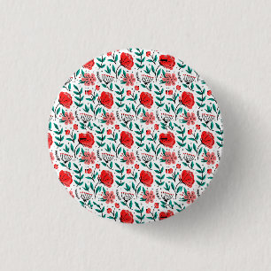 Colourful Hand Drawn Floral Pattern. 3 Cm Round Badge