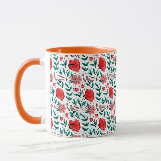 Colourful Hand Drawn Floral Pattern. Mug (Left)