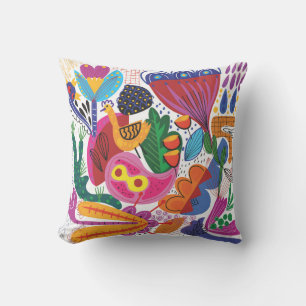 Colourful Hand Drawn Floral & Plants Cushion