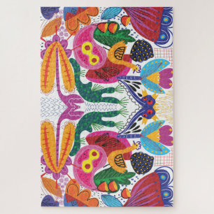 Colourful Hand Drawn Floral & Plants Jigsaw Puzzle