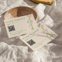 Colourful Hand Drawn Floral QR Code Wedding