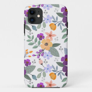 Colourful Hand Drawn flowers iPhone 11 Case