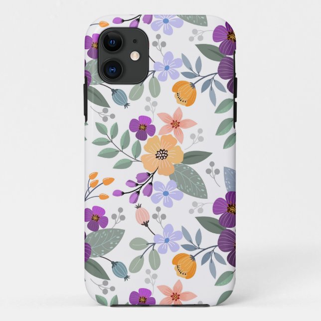 Colourful Hand Drawn flowers Case-Mate iPhone Case (Back)