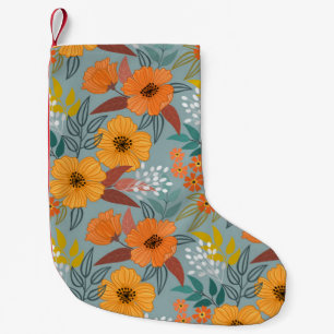 Colourful Hand Drawn Flowers Pattern Small Christmas Stocking