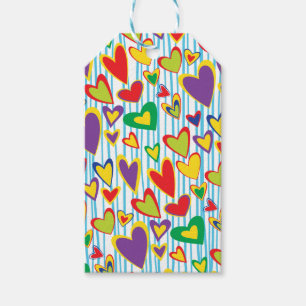 Colourful Hand Drawn Hearts Gift Tag