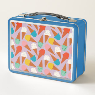 Colourful Hand-Drawn Ice Cream Cone Pattern  Metal Lunch Box