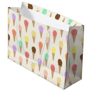Colourful Hand Drawn Ice Cream Pattern Large Gift Bag