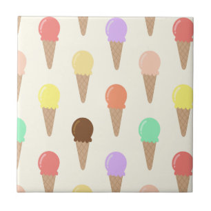 Colourful Hand Drawn Ice Cream Pattern Tile