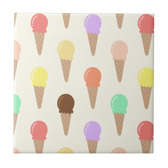 Colourful Hand Drawn Ice Cream Pattern Tile (Front)