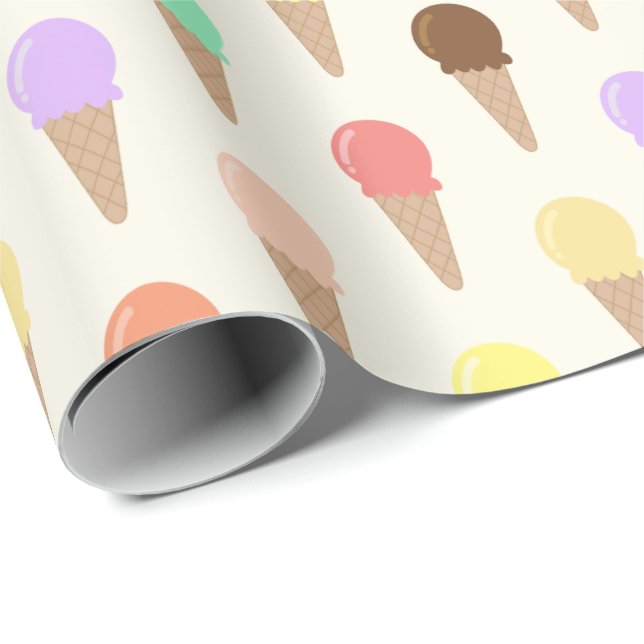 Colourful Hand Drawn Ice Cream Pattern Wrapping Paper (Roll Corner)
