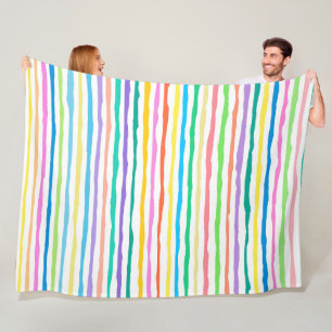 Colourful hand-drawn lines pattern fleece blanket