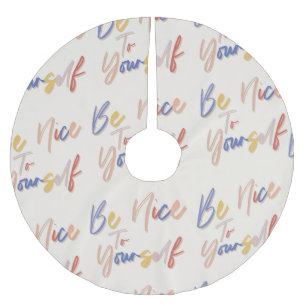 Colourful Hand Drawn Motivational Pattern Brushed Polyester Tree Skirt