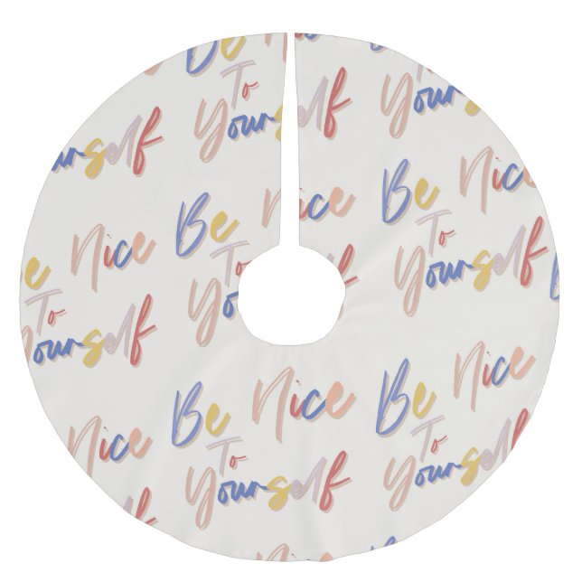 Colourful Hand Drawn Motivational Pattern Brushed Polyester Tree Skirt (Front)